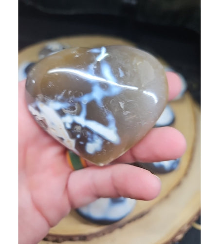 1each Natural Orca Agate Killer Whale Carnelian Crystal Heart Palm Healing