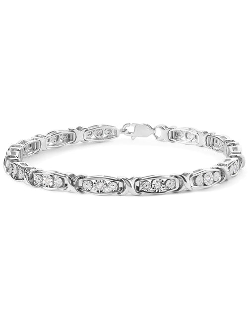 Load image into Gallery viewer, .925 Sterling Silver 1/4 Cttw Round Diamond Link Bracelet - Size 7.50&quot; - (I-J Color, I2-I3 Clarity)
