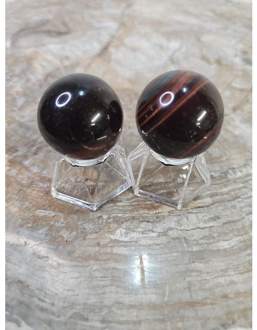 Load image into Gallery viewer, 2Pcs Natural Red Tiger Eye Quartz Crystal Sphere Ball Polished Healing 30-34mm
