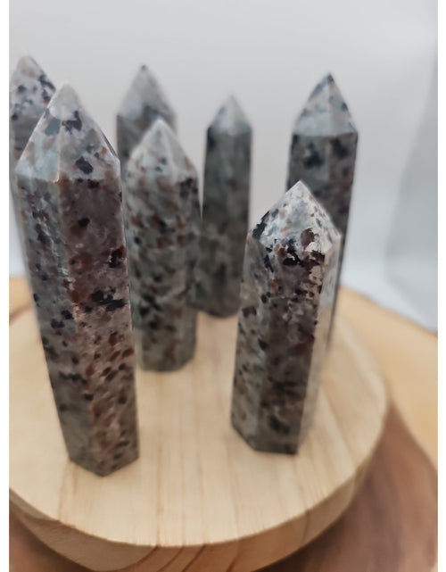 Load image into Gallery viewer, Yooperlite stone Tower UV Reactive 4in Tall Avg 98grams Avg 1 Each
