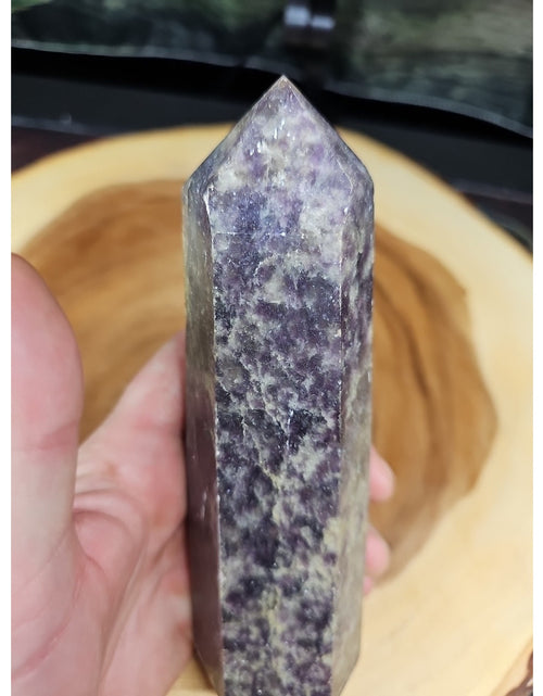 Load image into Gallery viewer, 1ea Natural Purple Mica Lepidolite Crystal Point Tower Africa 505g
