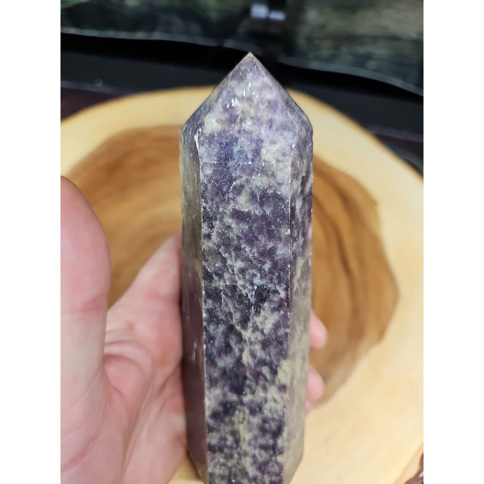 1ea Natural Purple Mica Lepidolite Crystal Point Tower Africa 505g