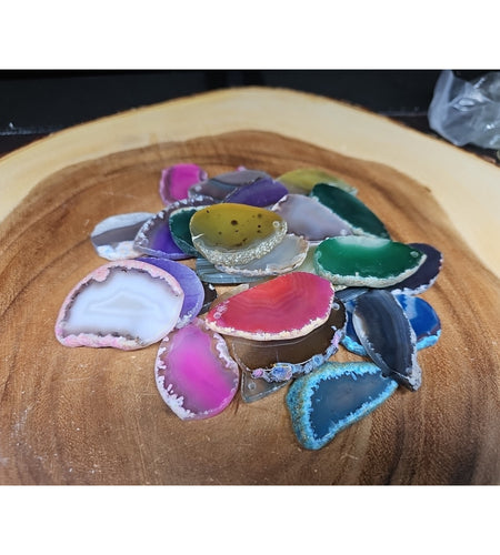 30 agate slices lot W/hole For Pendant
