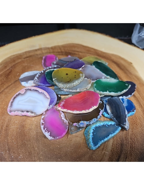 Load image into Gallery viewer, 30 agate slices lot W/hole For Pendant
