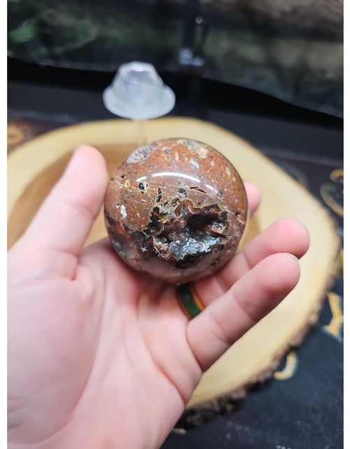 Load image into Gallery viewer, .72LB Natural Vesuvianite Agate Carnelian Crystal Geode Sphere Ball Healing
