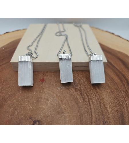 Selenite Crystal Necklace 1 Each W/Chain