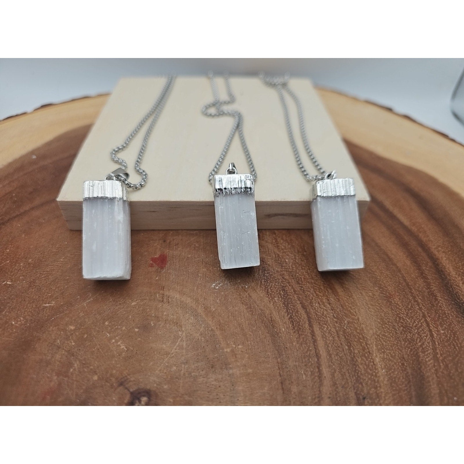 Selenite Crystal Necklace 1 Each W/Chain