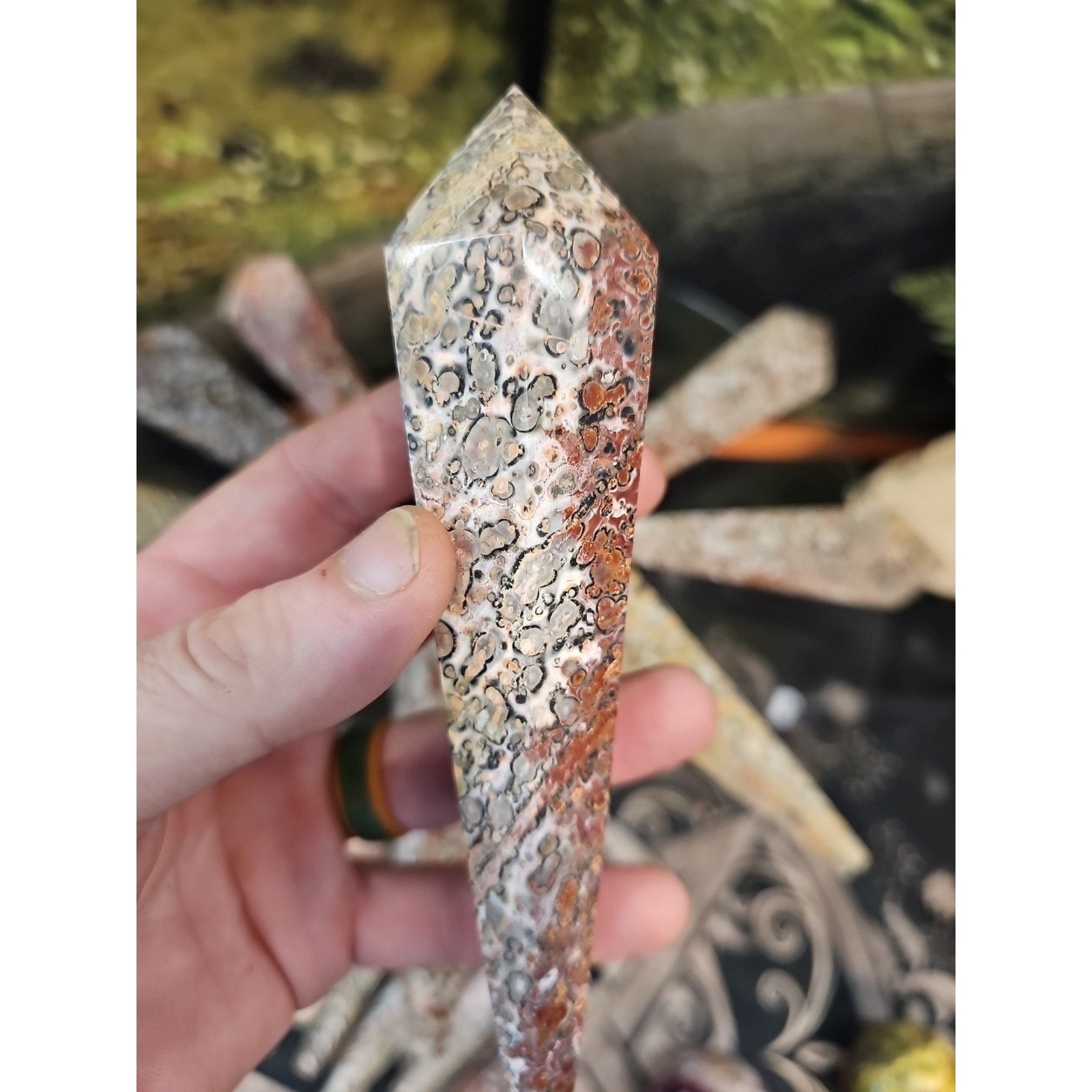 Natural Leopard Skin Jasper Crystal Scepter .40 Avg