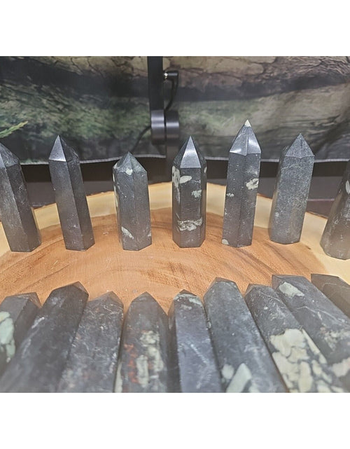 Load image into Gallery viewer, .74lbs Avg 4Pcs Natural Plum Blossom Jasper Crystal Point Tower Polished Healing
