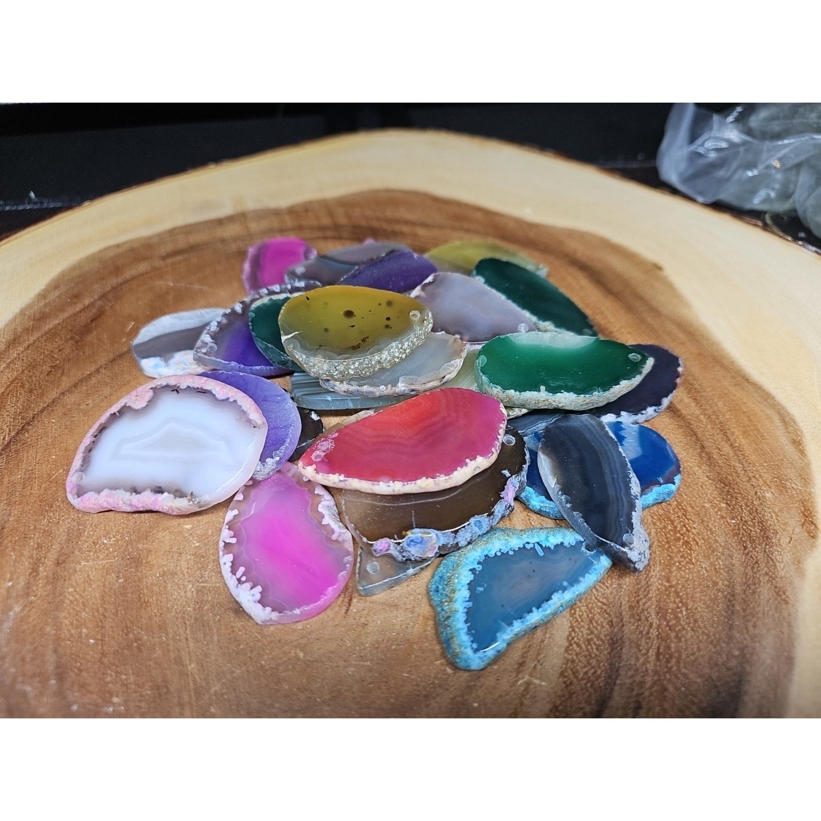 30 agate slices lot W/hole For Pendant