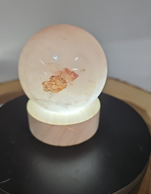 Load image into Gallery viewer, Quartz Crystal Sphere W/led Light Stand 63mm Avg
