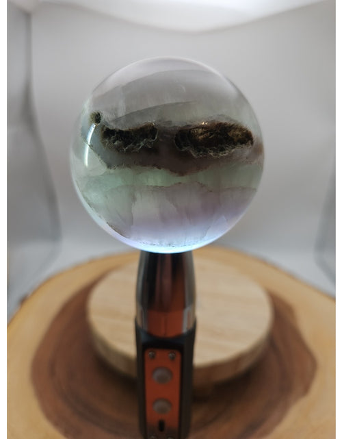 Load image into Gallery viewer, 1.17lb Natural Rainbow Fluorite Quartz Crystal Sphere Ball Polished
