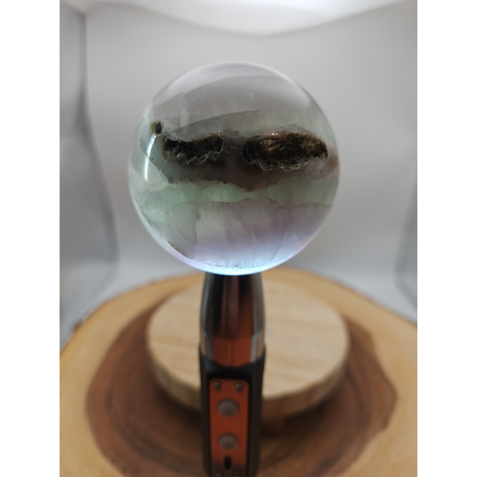 1.17lb Natural Rainbow Fluorite Quartz Crystal Sphere Ball Polished