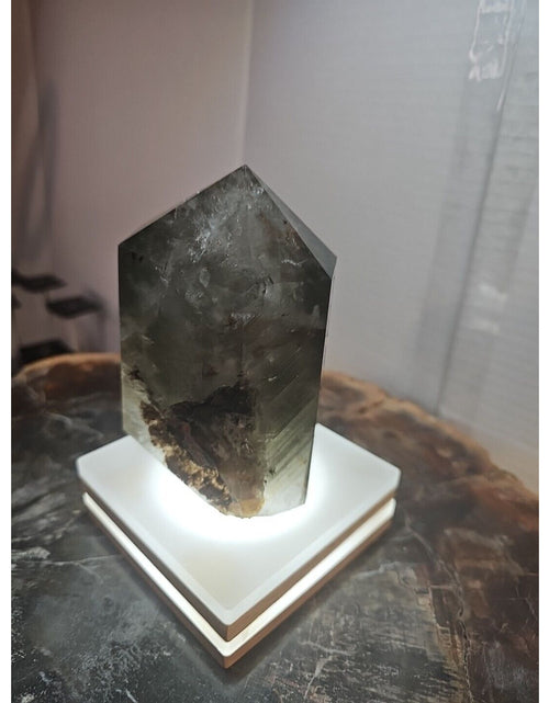 Load image into Gallery viewer, 1.73LB Natural Green Ghost Phantom Quartz Crystal Obelisk Wand Point Healing.
