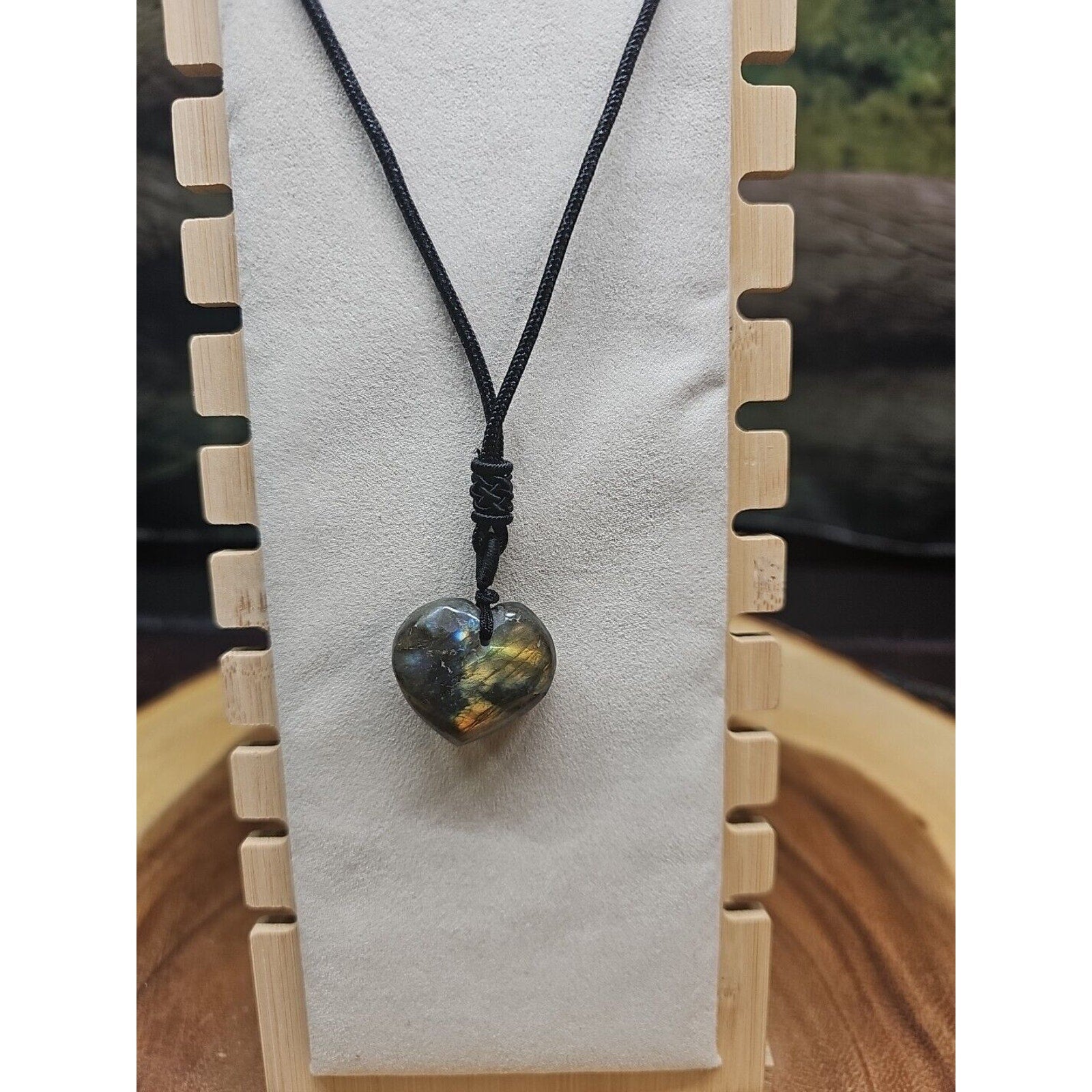 Labradorite Cord Necklace Healing/Protection Heart