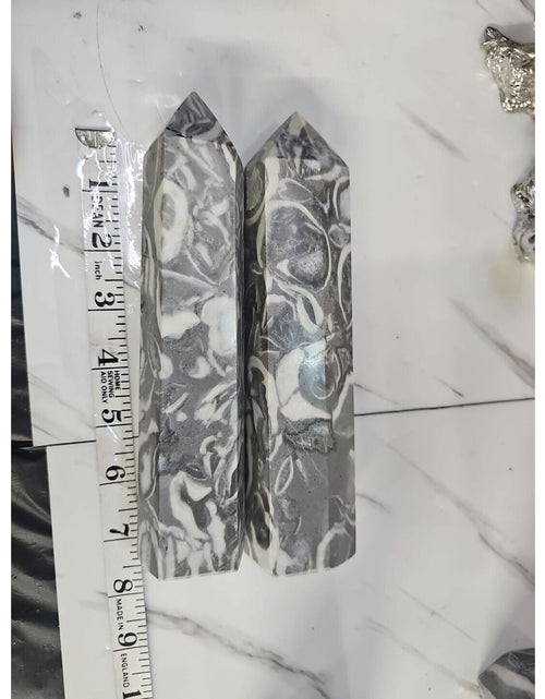 Load image into Gallery viewer, 2.92LB 2Pcs Natural Shell Stone Thousand Eye Jasper Quartz Crystal Tower Healing
