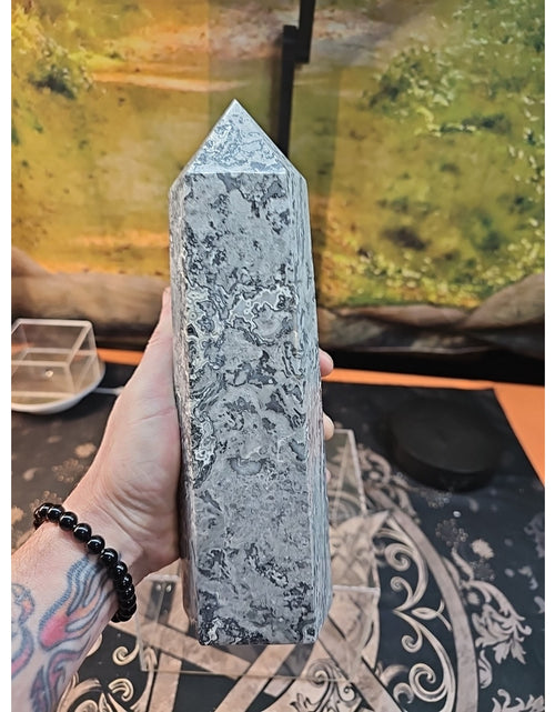 Load image into Gallery viewer, 4.83lb 10in Tall Crazy Lace Jasper Crystal Point Tower Healing
