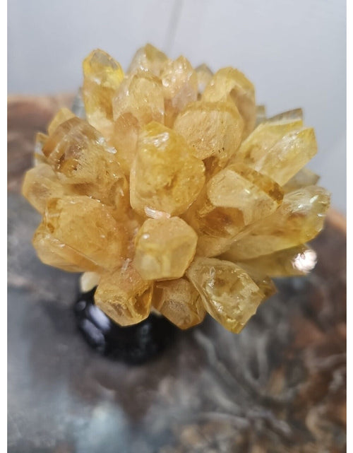 Load image into Gallery viewer, 1.12LB Yellow Phantom Quartz Crystal Cluster Mineral Specimen W/Stand
