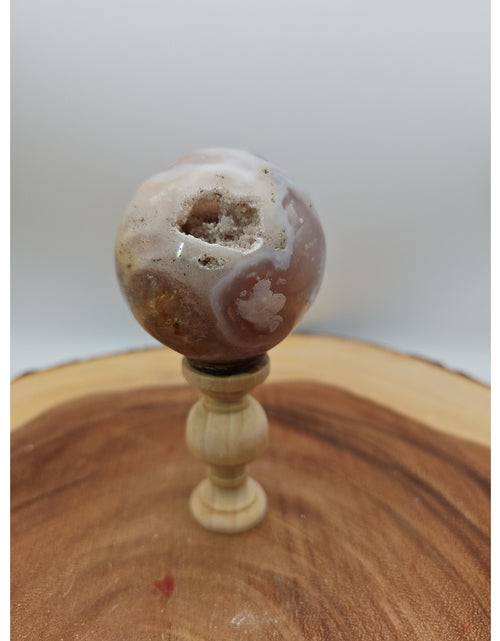 Load image into Gallery viewer, Flower agate sphere .59lbs W/stand
