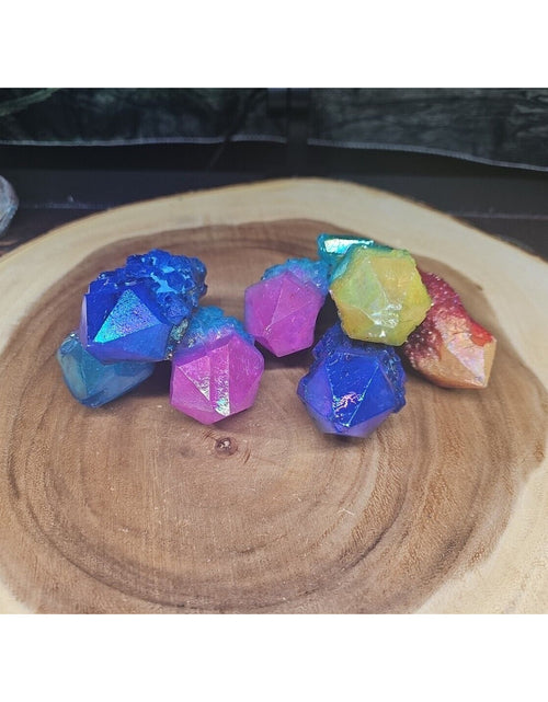 Load image into Gallery viewer, 1.75LB 7Pcs Rainbow Aqua Aura Quartz Crystal Cluster Points Titanium Coating
