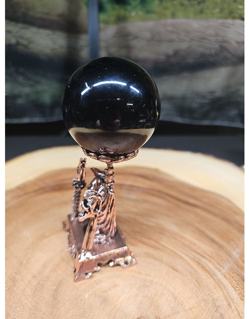 Load image into Gallery viewer, Black Obsidian Quartz Sphere 50mm W/Stand
