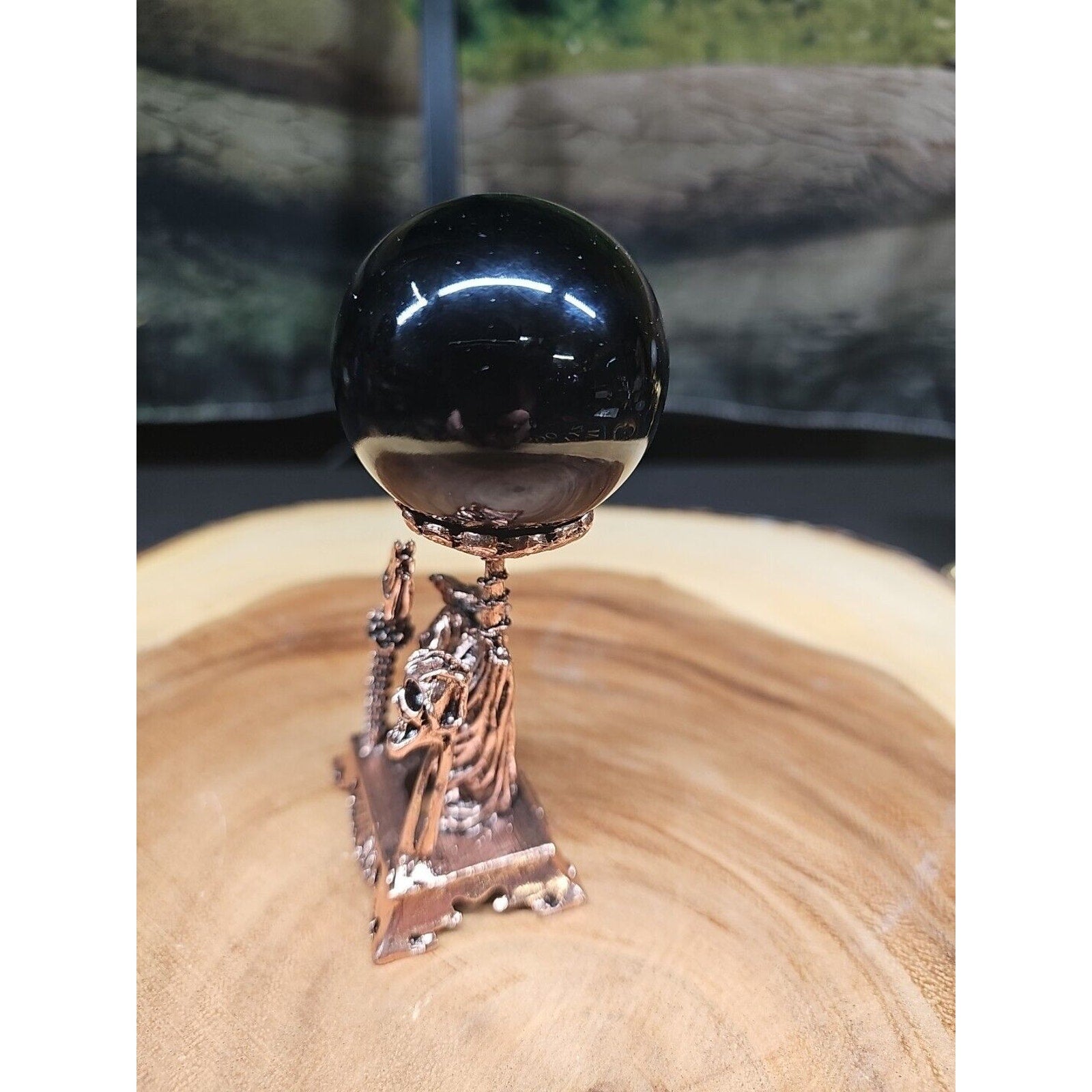 Black Obsidian Quartz Sphere 50mm W/Stand