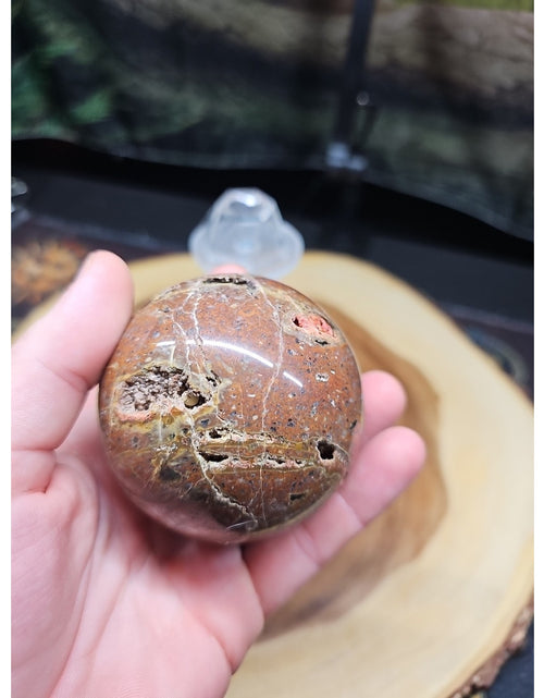 Load image into Gallery viewer, .91LB Natural Vesuvianite Agate Carnelian Crystal Geode Sphere Ball Healing
