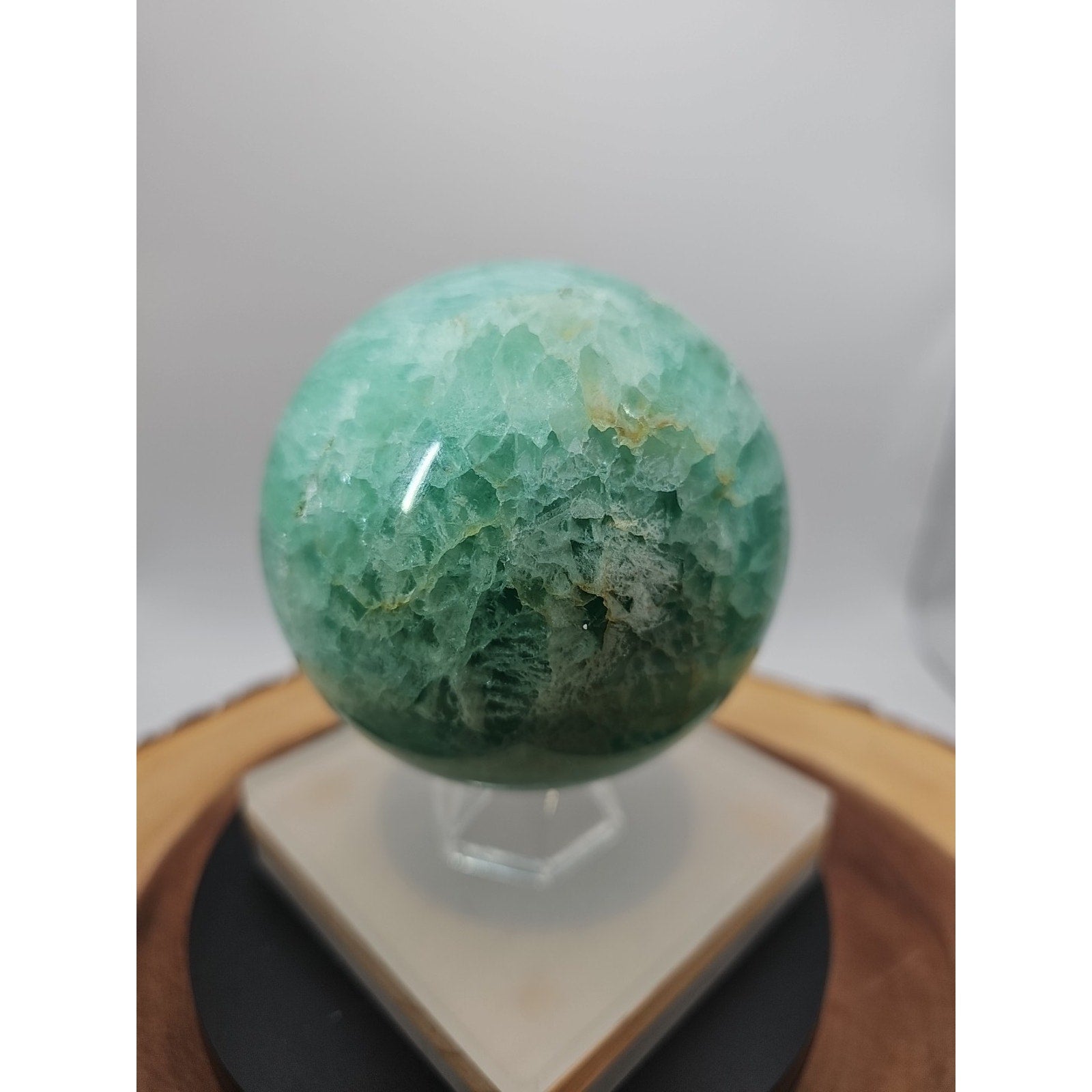 2.80 Natural Rainbow Fluorite Quartz Crystal Sphere Ball Polished Healing