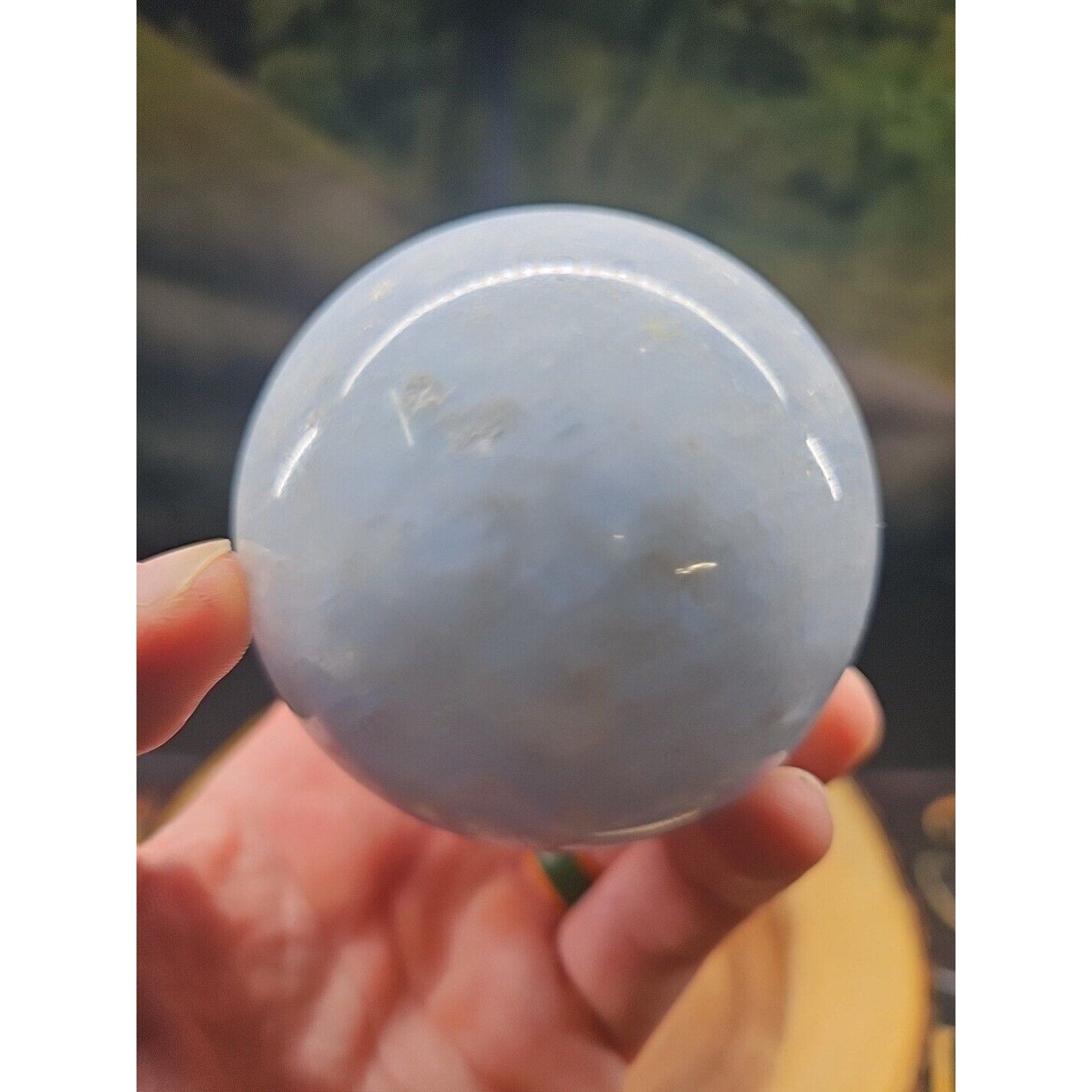 1.29lbs Baby Blue Celestite Quartz Crystal Sphere W/Stand 74mm