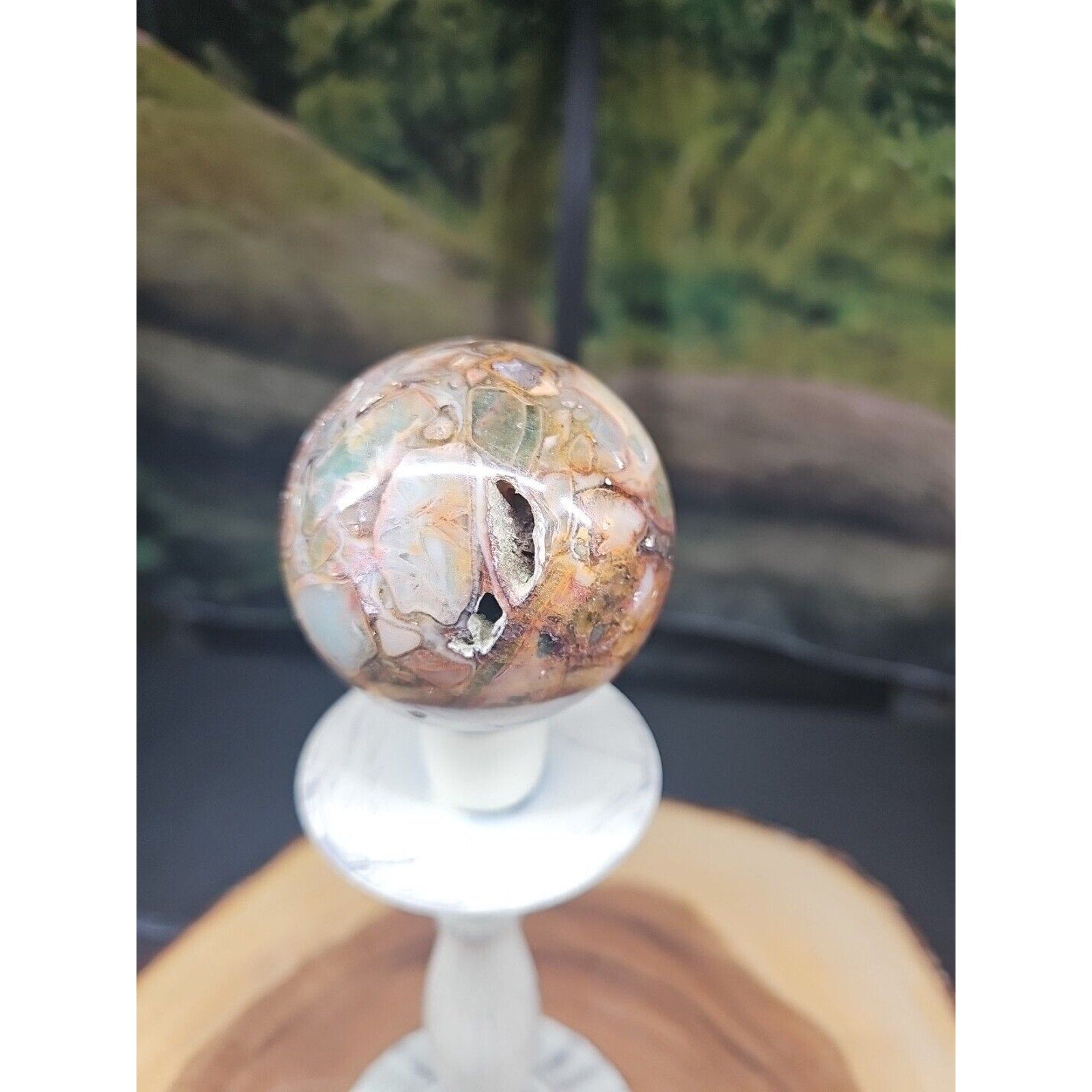 Ocean Jasper Agate Sphere 64mm W/Stand