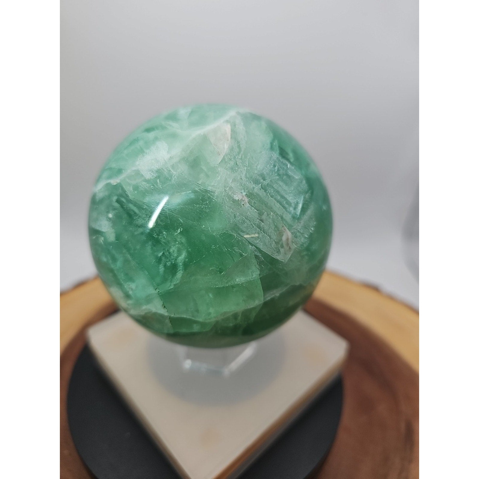 2.84Natural Rainbow Fluorite Quartz Crystal Sphere Ball Polished Healing