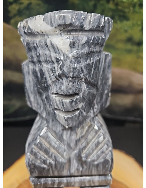 Load image into Gallery viewer, Carved Onyx Stone Aztec Mayan Tiki Sculpture 7in Tall 4lbs
