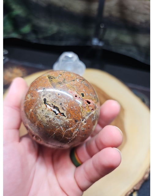 Load image into Gallery viewer, .91LB Natural Vesuvianite Agate Carnelian Crystal Geode Sphere Ball Healing
