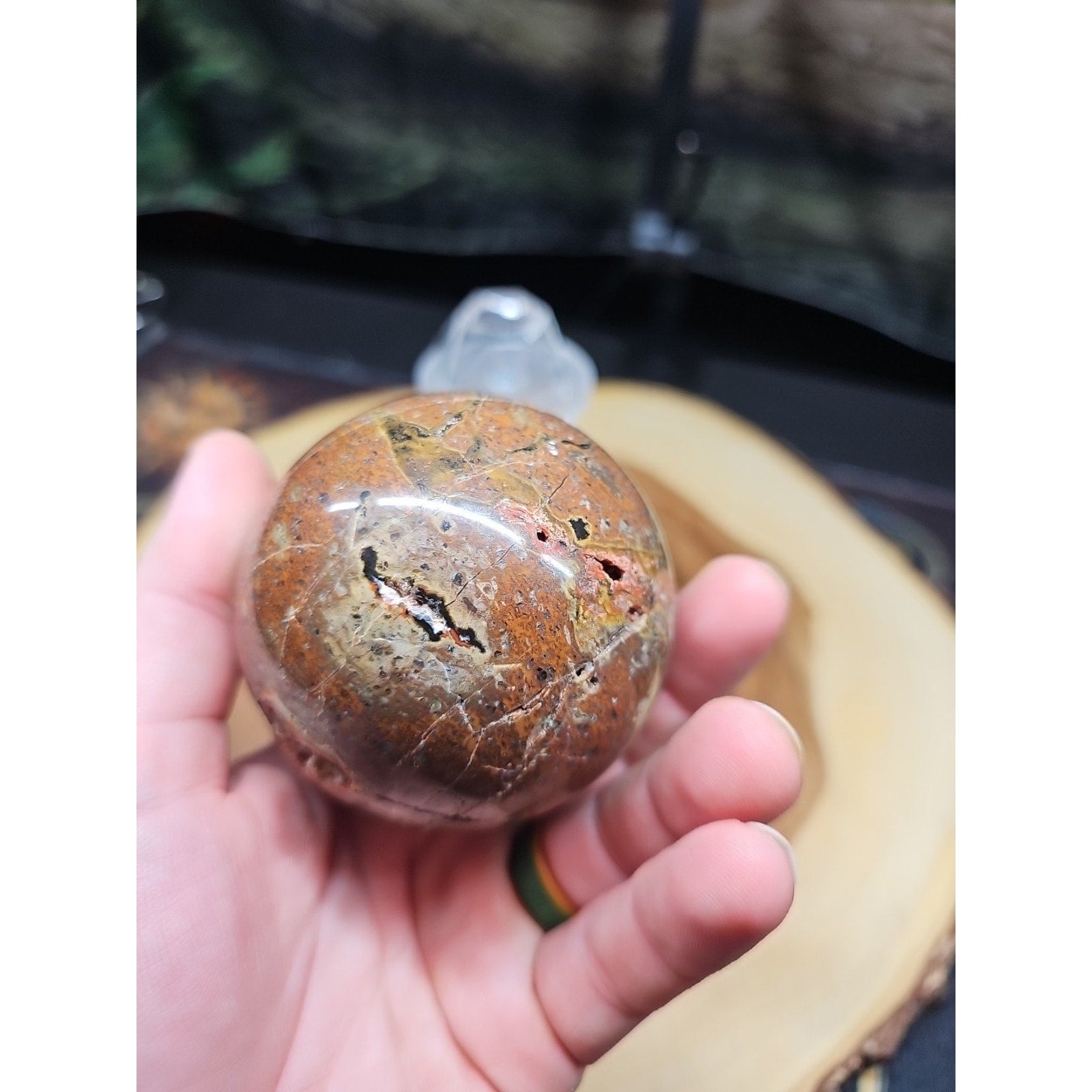 .91LB Natural Vesuvianite Agate Carnelian Crystal Geode Sphere Ball Healing