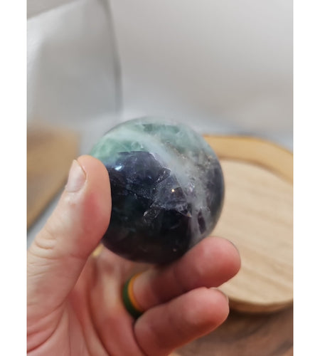 1.10lb Natural Rainbow Fluorite Quartz Crystal Sphere Ball Polished