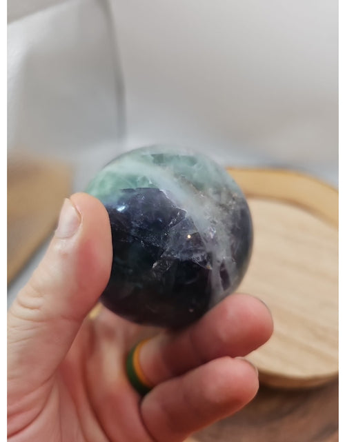 Load image into Gallery viewer, 1.10lb Natural Rainbow Fluorite Quartz Crystal Sphere Ball Polished
