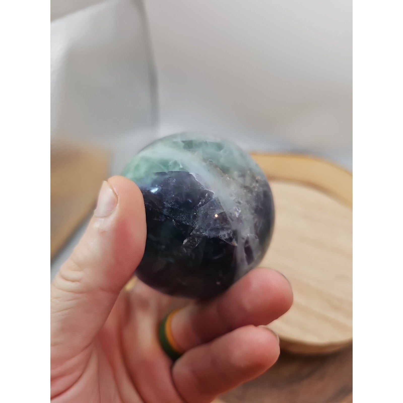 1.10lb Natural Rainbow Fluorite Quartz Crystal Sphere Ball Polished