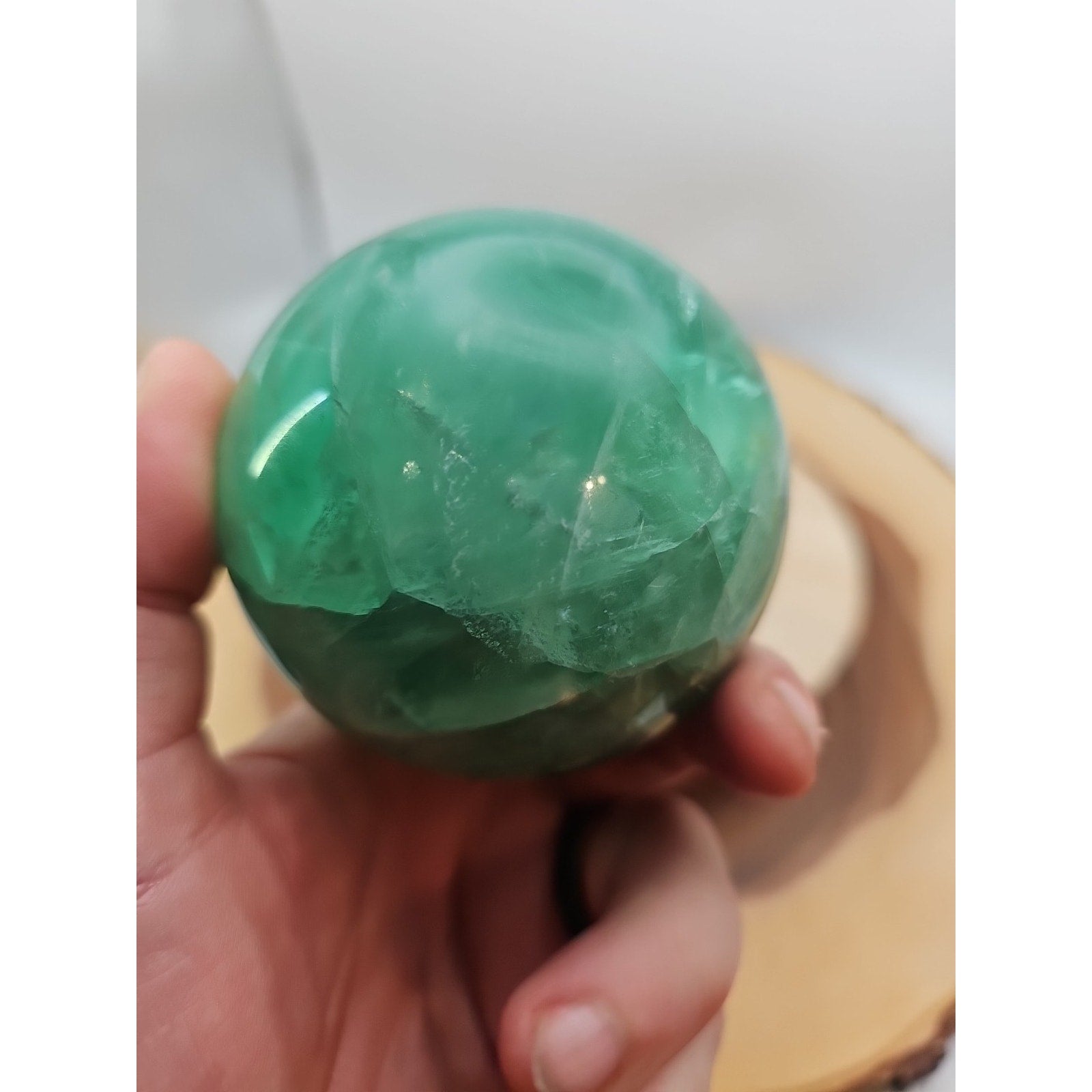 1.59lb Natural Rainbow Fluorite Quartz Crystal Sphere Ball Polished