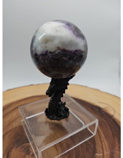 Load image into Gallery viewer, Rainbow Labradorite Sphere .45lb 53mm W/Dragon Stand
