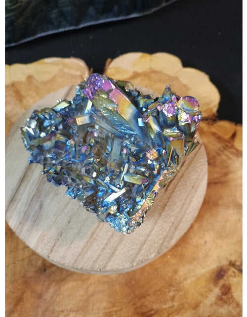 Load image into Gallery viewer, 0.68lb Rainbow Aqua Aura Quartz Crystal Cluster Points Titanium Coating
