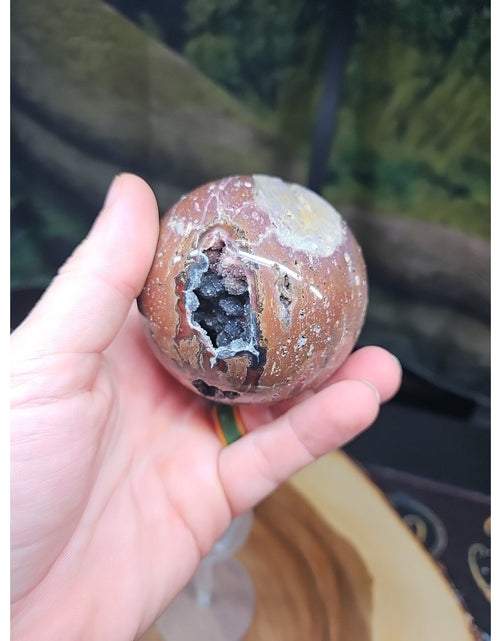 Load image into Gallery viewer, .94LB Natural Vesuvianite Agate Carnelian Crystal Geode Sphere Ball Healing
