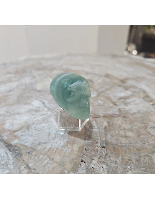 Load image into Gallery viewer, Natural fluorite skull quartz hand carved crystal skull healing. 80grams
