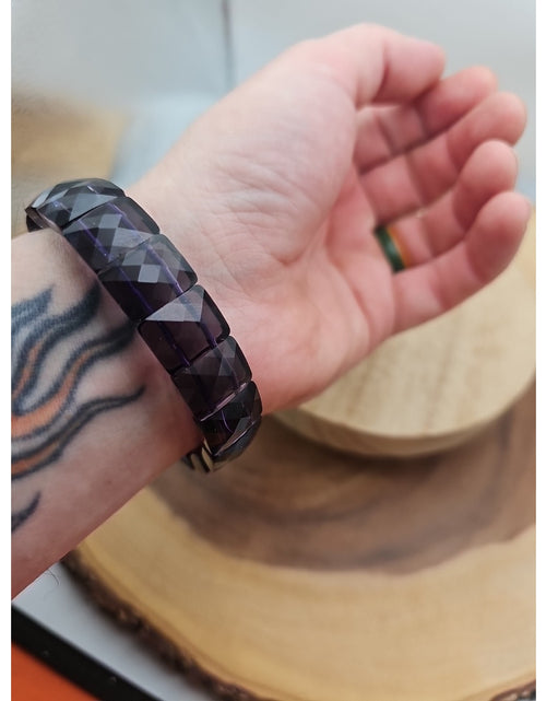Load image into Gallery viewer, 35.4g Natural Dream Purple Amethyst And Agate Crystal Bangle Bracelet Handmade
