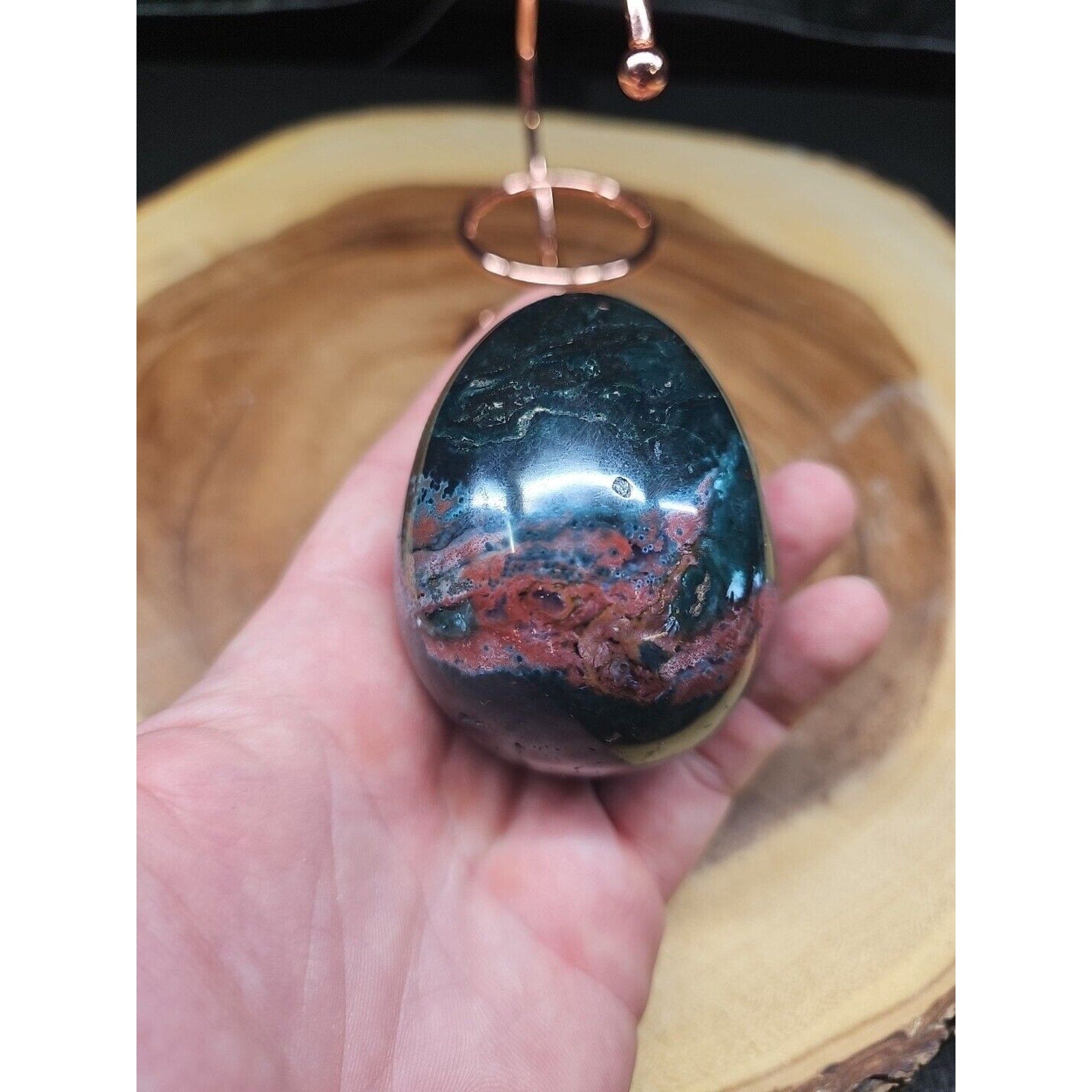 Ocean Jasper Agate Egg 289g W/Stand