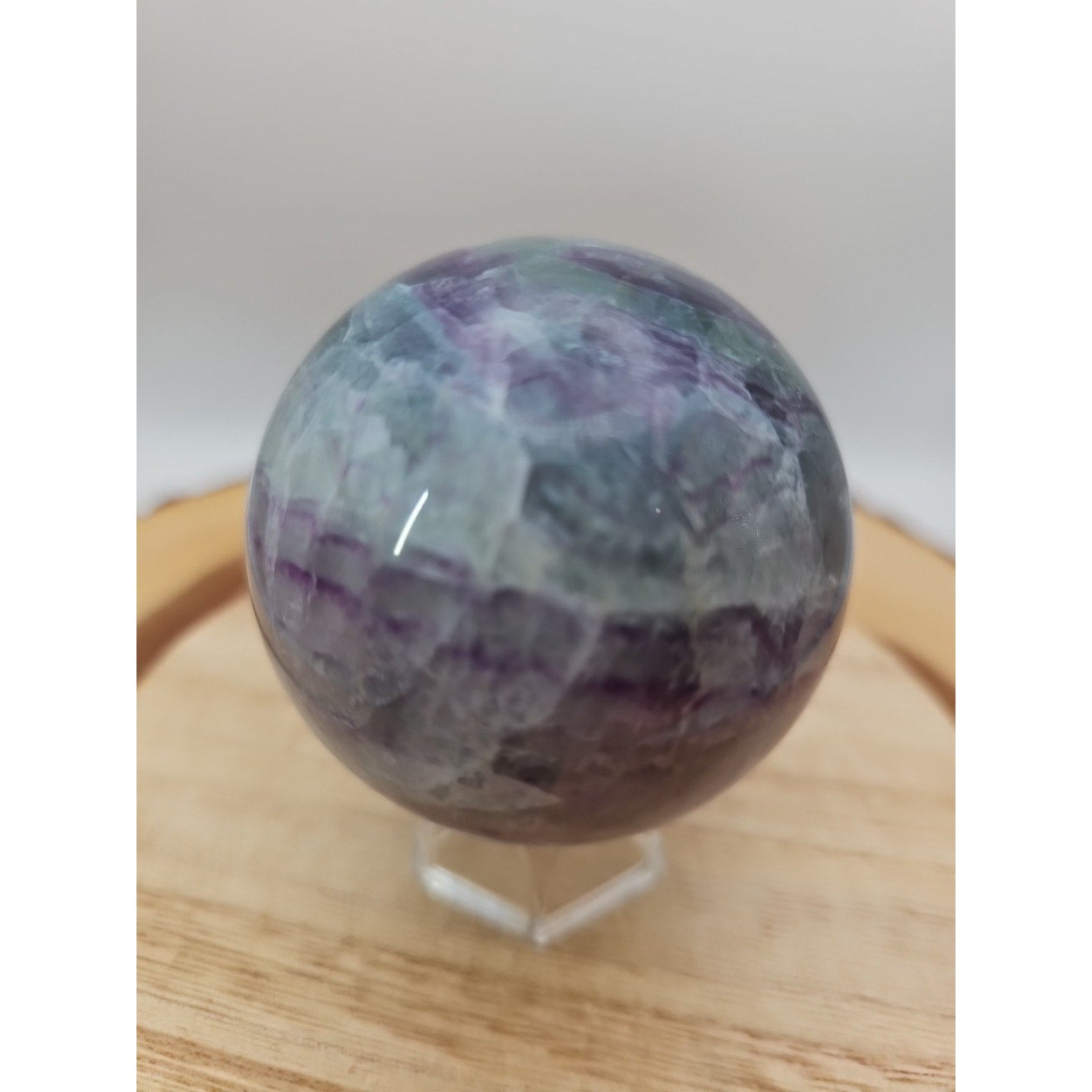 1.09lb Natural Rainbow Fluorite Quartz Crystal Sphere Ball Polished