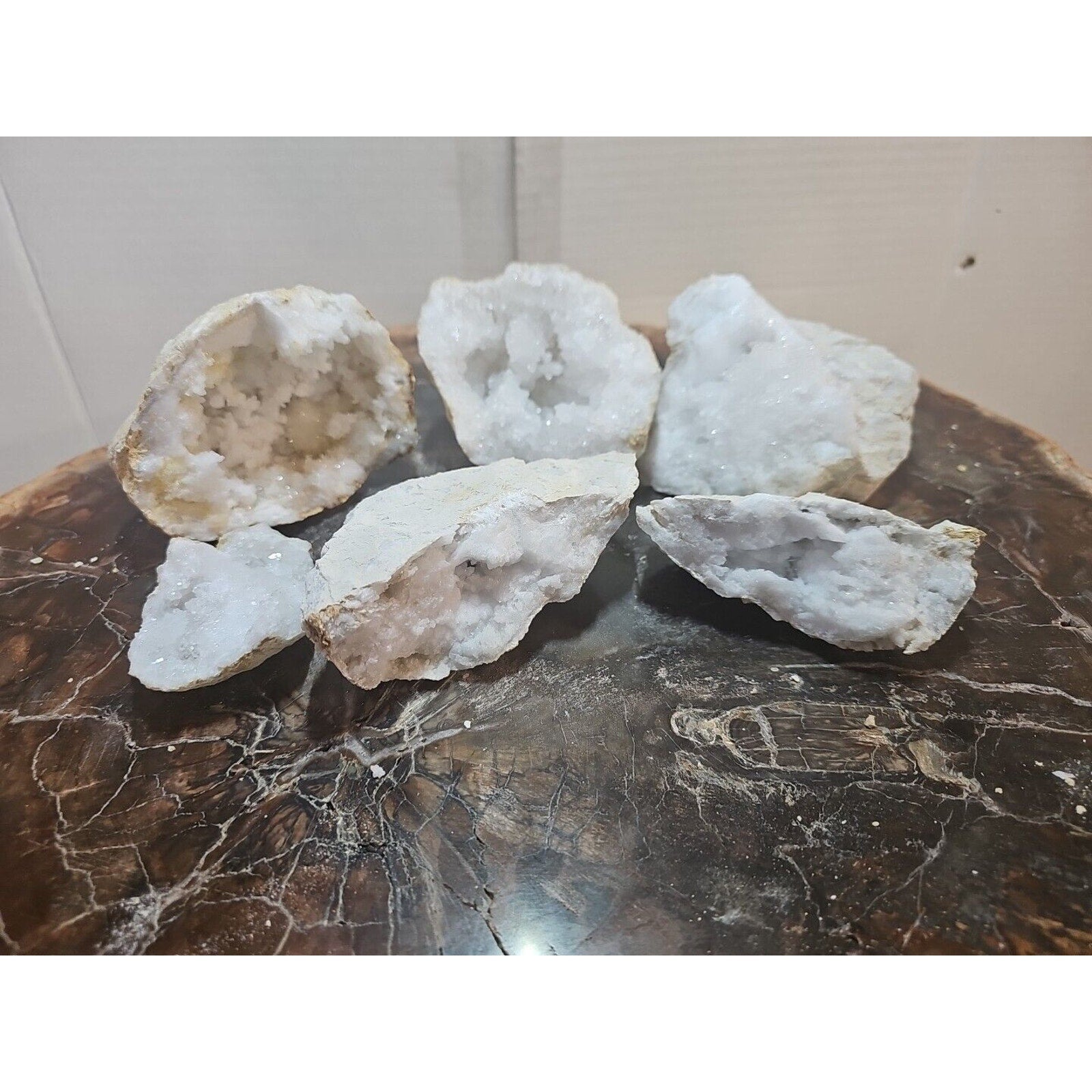 6pcs 2.72lbs Lot Geode Crystal Moroccan Quartz
