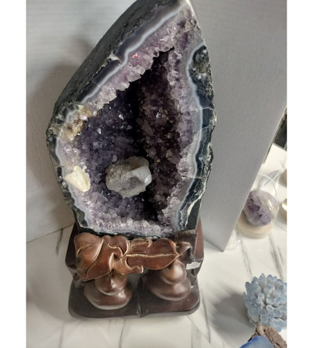 Natural Amethyst Geode Quartz Cluster Crystal Specimen Healing 31.12lb With...