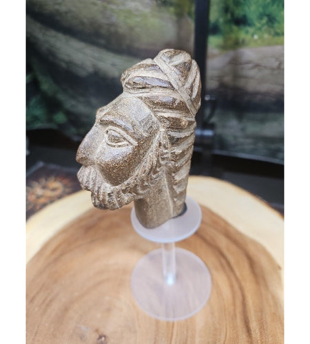 Vintage ABSTRACT STONE HEAD Sculpture Stone 1 lb W/Stand