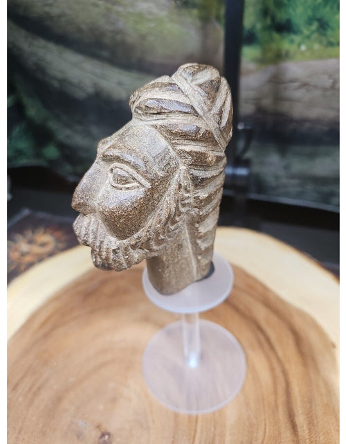 Load image into Gallery viewer, Vintage ABSTRACT STONE HEAD Sculpture Stone 1 lb W/Stand
