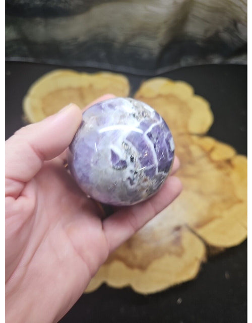 Load image into Gallery viewer, Amethyst Sphere 65mm W/Glass Stand 1lb
